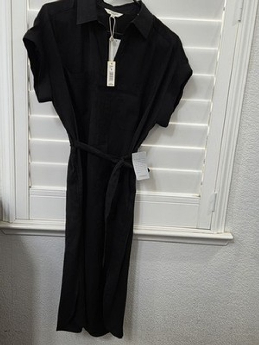 Max Studio London Dress Size S Black Shirt Dress Belted Short Sleeve NWT MSRP...